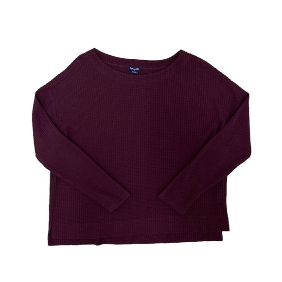 Splendid Waffle Thermal Pullover Long Sleeve Top Size Medium in Merlot - Picture 1 of 11